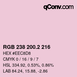 Color code: RGB 238 200.2 216 | qconv.com