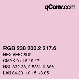 カラーコード: RGB 238 200.2 217.6 | qconv.com