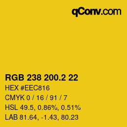 カラーコード: RGB 238 200.2 22 | qconv.com