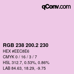 Color code: RGB 238 200.2 230 | qconv.com