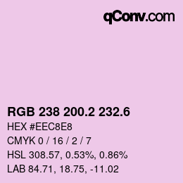 カラーコード: RGB 238 200.2 232.6 | qconv.com