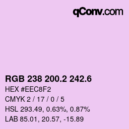 カラーコード: RGB 238 200.2 242.6 | qconv.com
