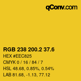カラーコード: RGB 238 200.2 37.6 | qconv.com