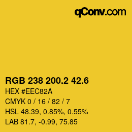 カラーコード: RGB 238 200.2 42.6 | qconv.com