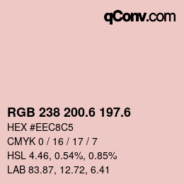カラーコード: RGB 238 200.6 197.6 | qconv.com
