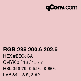 カラーコード: RGB 238 200.6 202.6 | qconv.com