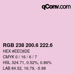 カラーコード: RGB 238 200.6 222.6 | qconv.com