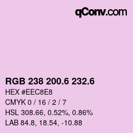カラーコード: RGB 238 200.6 232.6 | qconv.com