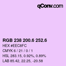 カラーコード: RGB 238 200.6 252.6 | qconv.com