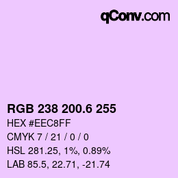 カラーコード: RGB 238 200.6 255 | qconv.com