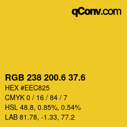 カラーコード: RGB 238 200.6 37.6 | qconv.com