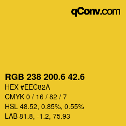 カラーコード: RGB 238 200.6 42.6 | qconv.com