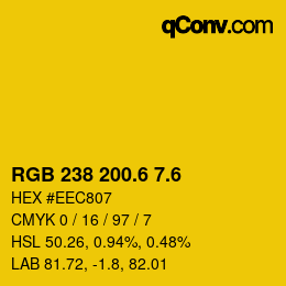 カラーコード: RGB 238 200.6 7.6 | qconv.com