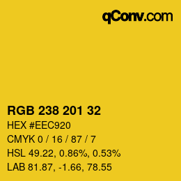 Color code: RGB 238 201 32 | qconv.com