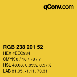 カラーコード: RGB 238 201 52 | qconv.com