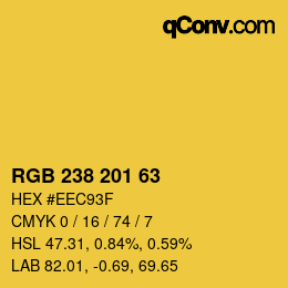 Color code: RGB 238 201 63 | qconv.com