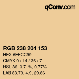 Color code: RGB 238 204 153 | qconv.com
