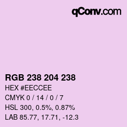 Color code: RGB 238 204 238 | qconv.com