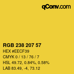 Color code: RGB 238 207 57 | qconv.com