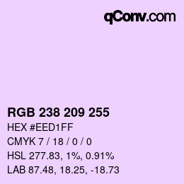 Color code: RGB 238 209 255 | qconv.com