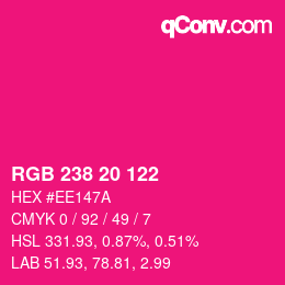 Color code: RGB 238 20 122 | qconv.com