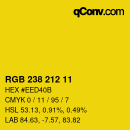 Color code: RGB 238 212 11 | qconv.com