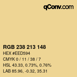 颜色代码: RGB 238 213 148 | qconv.com