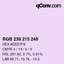 Color code: RGB 238 215 248 | qconv.com