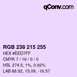 Color code: RGB 238 215 255 | qconv.com