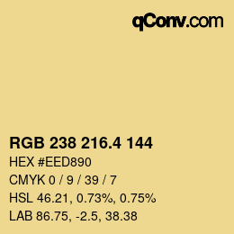 カラーコード: RGB 238 216.4 144 | qconv.com