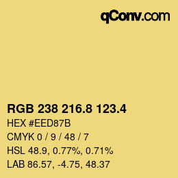 カラーコード: RGB 238 216.8 123.4 | qconv.com