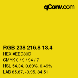 カラーコード: RGB 238 216.8 13.4 | qconv.com