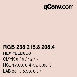 カラーコード: RGB 238 216.8 208.4 | qconv.com