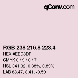 カラーコード: RGB 238 216.8 223.4 | qconv.com