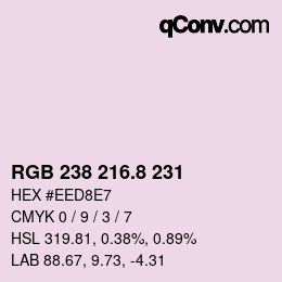 カラーコード: RGB 238 216.8 231 | qconv.com