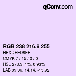 カラーコード: RGB 238 216.8 255 | qconv.com