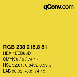 カラーコード: RGB 238 216.8 61 | qconv.com