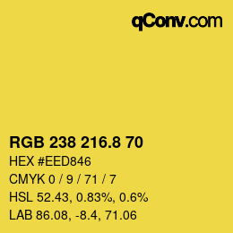 カラーコード: RGB 238 216.8 70 | qconv.com