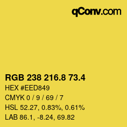 カラーコード: RGB 238 216.8 73.4 | qconv.com