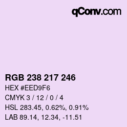 Color code: RGB 238 217 246 | qconv.com