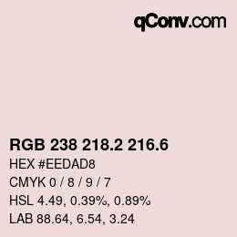 カラーコード: RGB 238 218.2 216.6 | qconv.com