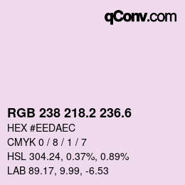 カラーコード: RGB 238 218.2 236.6 | qconv.com