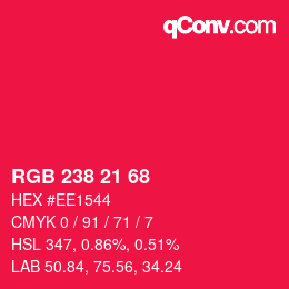 Color code: RGB 238 21 68 | qconv.com
