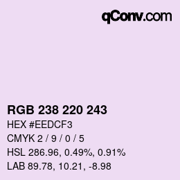 Color code: RGB 238 220 243 | qconv.com