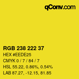 Color code: RGB 238 222 37 | qconv.com