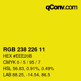 Color code: RGB 238 226 11 | qconv.com