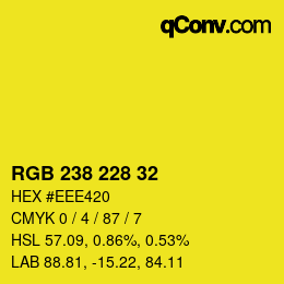 Color code: RGB 238 228 32 | qconv.com