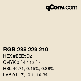 Color code: RGB 238 229 210 | qconv.com
