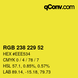 Color code: RGB 238 229 52 | qconv.com