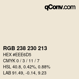 Farbcode: RGB 238 230 213 | qconv.com